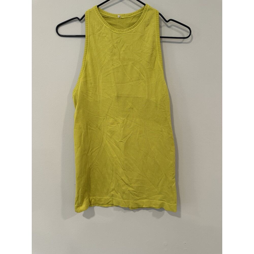 Lululemon Top Women's 4 Yellow High Neck Tank Run Swiftly Vent Shirt Yoga Xx1554